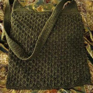 Loden Green Boho Woven Bag with Loden Green Satin Lining * Like New, Never Used
